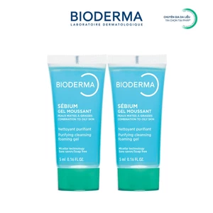 Bộ đôi gel rửa mặt tạo bọt cho da hỗn hợp và da dầu Bioderma Sebium Gel Moussant - 5mlx2