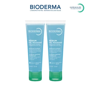 Bộ đôi gel rửa mặt tạo bọt, không chứa xà phòng Bioderma Sebium Gel Moussant - 45mlx2