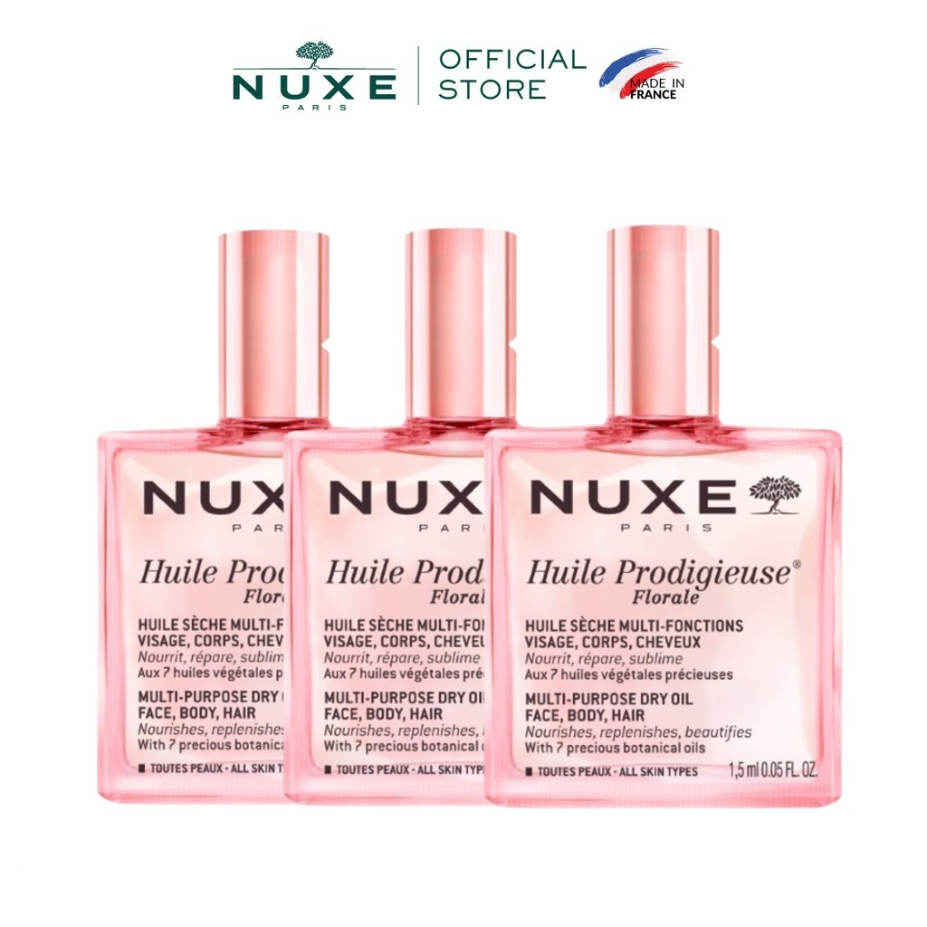 [Quà tặng không bán] Combo 3 Gói dầu dưỡng da đa năng hương hoa Nuxe Huile Prodigieuse Florale 1.5ml (3 x 1.5ml)