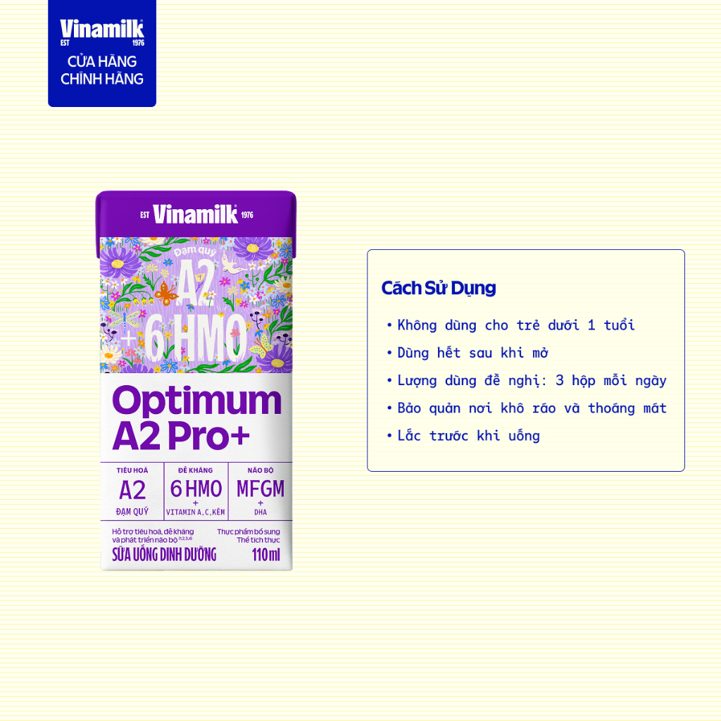 [Sản Phẩm Mới] Combo 2 Thùng 24 hộp Sữa Uống Dinh Dưỡng Optimum A2 Pro+ 110ml