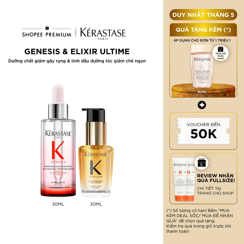 [COMBO] Bộ đôi Serum giảm gãy rụng tóc Genesis 30ml và Dầu dưỡng tóc ...