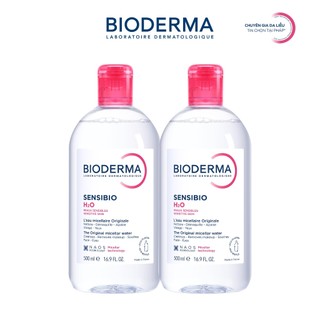[BIODERMA - ĐÃ KÈM KHĂN GIẤY KHÔ 2026] Bộ đôi nước tẩy trang Bioderma Micellar cho da nhạy cảm Sensibio H2O - 500mlx2