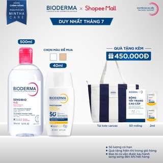[BIODERMA] Bộ đôi nước tẩy trang Bioderma Sensibio H2O 500ml và Sữa chống nắng XDefense SPF50+ 40ml cho da nhạy cảm