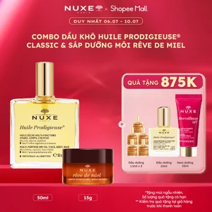 Combo Dầu dưỡng khô đa năng Nuxe Huile Prodigieuse Multi-Purpose Dry Oil 50ml & Sáp dưỡng môi mật ong 15g