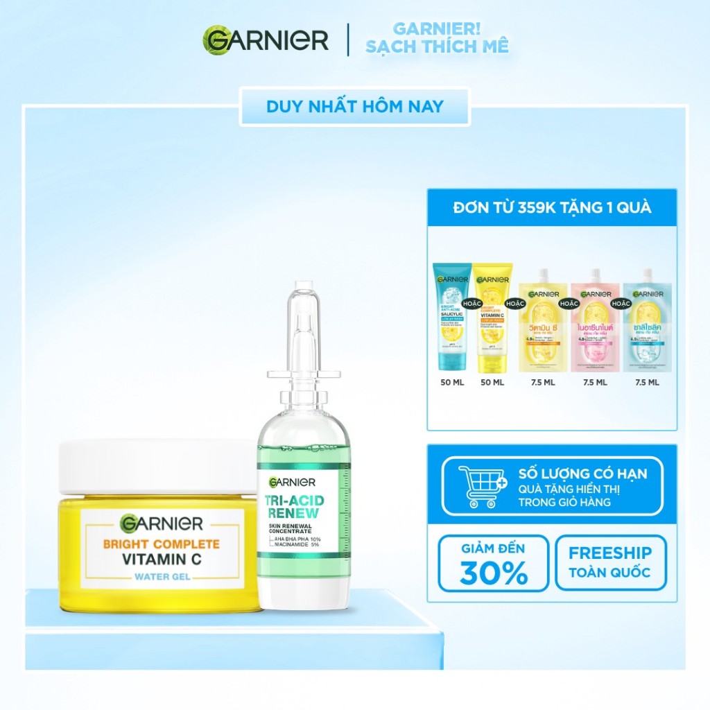 Bộ đôi serum thế hệ mới giúp da sáng hơn, láng hơn, khỏe hơn và kem dưỡng ẩm Water Gel mỏng nhẹ 20ml x 50ml