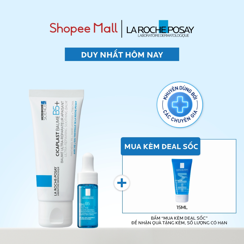 [VB HO Hyalu] Bộ sản phẩm dưỡng ẩm và phục hồi làn da La Roche-Posay Cicaplast Baume B5+ 40ml