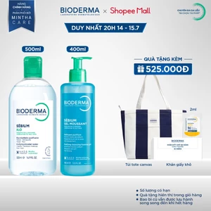 Bộ đôi nước tẩy trang Bioderma Sebium H2O 500ml và Gel rửa mặt tạo bọt Sebium Gel Moussant 400ml
