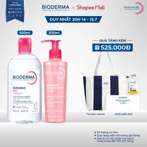 Bộ đôi nước tẩy trang Bioderma Sensibio H2O 500ml và Gel rửa mặt tạo bọt Sensibio Gel Moussant 200ml