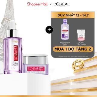 VB_Bộ chăm sóc da Serum HA 1.5% và Kem dưỡng siêu cấp ẩm, giảm nếp nhăn  L'Oreal Paris Revitalift HA (30ml & 50ml)