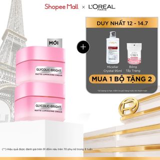 VB _ Bộ đôi kem dưỡng sáng da đột phá Melasyl làm mờ thâm mụn, nám L'Oreal Paris Glycolic Bright Matte Luminizing 50mlx2