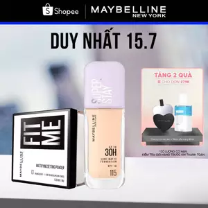 Kem nền bắt sáng Superstay Lumi Matte và Phấn phủ bột Fit Me Mattifying Setting Powder Maybelline NewYork