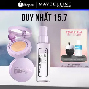 Phấn nước Superstay 24H BabyMatte Cushion và Xịt khóa nền Superstay Double Fixer Spray Maybelline NewYork