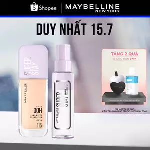 Kem nền bắt sáng Superstay Lumi Matte và Xịt khóa nền Superstay Double Fixer Spray Maybelline New York