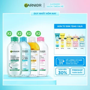 Bộ 2 nước Tẩy Trang làm sạch sâu dịu nhẹ cho mọi loại da (dầu, thường, khô, nhạy cảm) -Garnier Micellar Cleansing Water