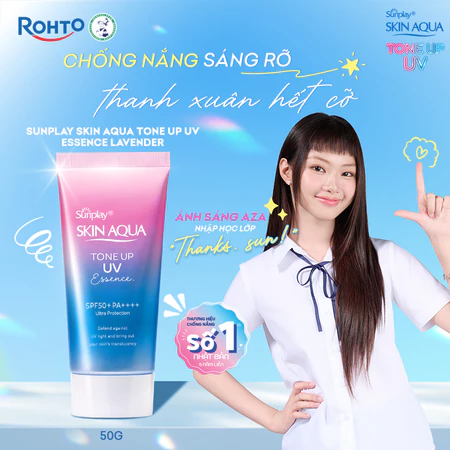 [VB] Combo 2 Kem chống nắng nâng tông cho da tối màu Sunplay Skin Aqua Tone Up UV Essence Lavender SPF 50+ PA++++ 50g