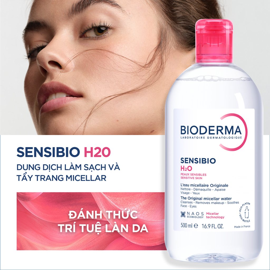 [BIODERMA - ĐÃ KÈM KHĂN GIẤY KHÔ 2026] Dung dịch làm sạch tẩy trang cho da thường, nhạy cảm Bioderma Sensibio H2O- 500ml | BigBuy360 - bigbuy360.vn