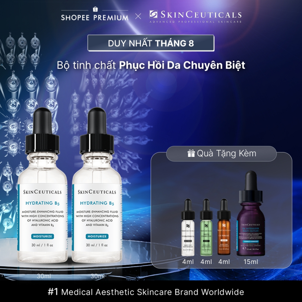 Bộ 2 tinh chất skinCeuticals dưỡng ẩm & phục hồi da chuyên biệt Hydrating B5 30ml