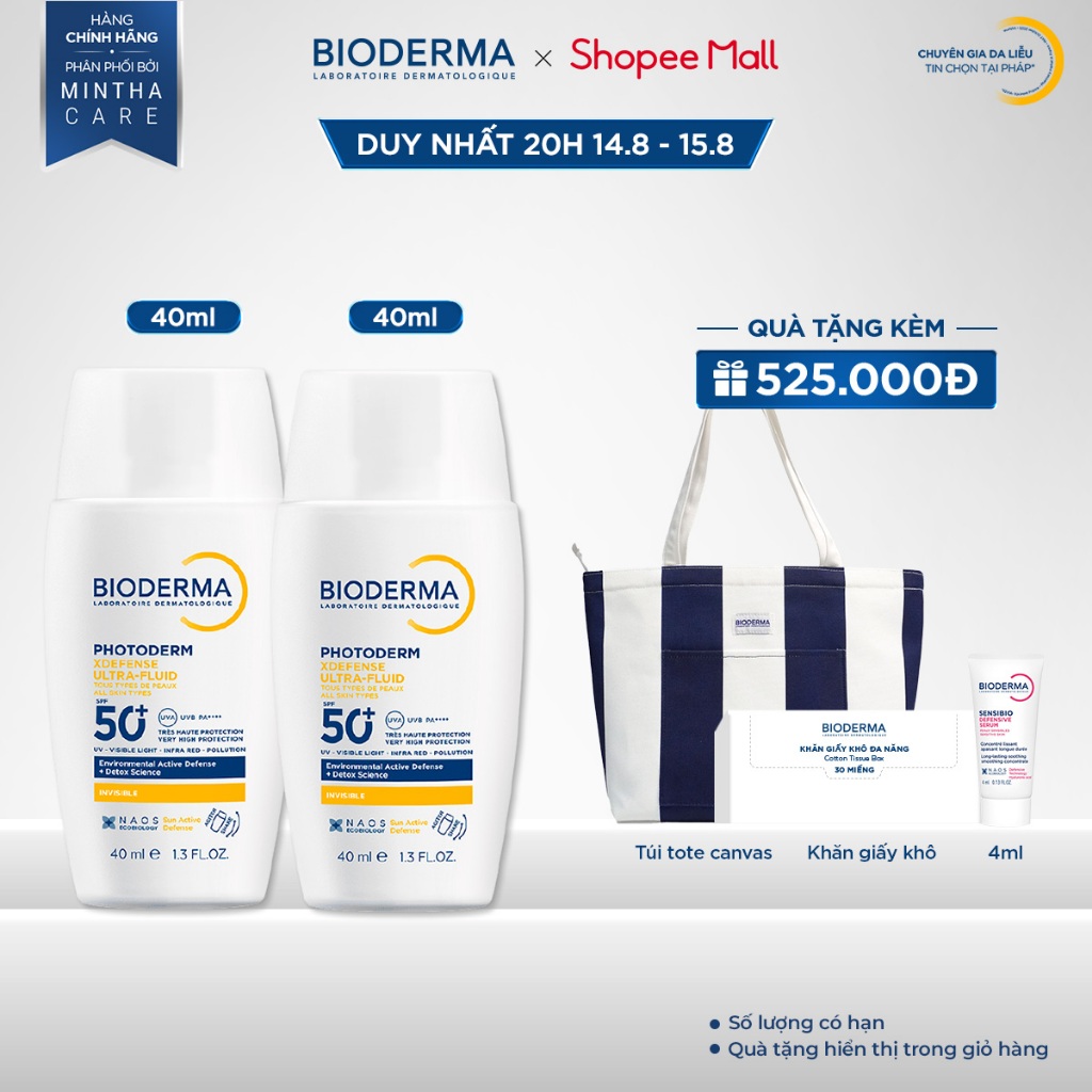 Bộ đôi sữa chống nắng XDefense Ultra-fluid SPF50+ 40mlx2 cho mọi loại da