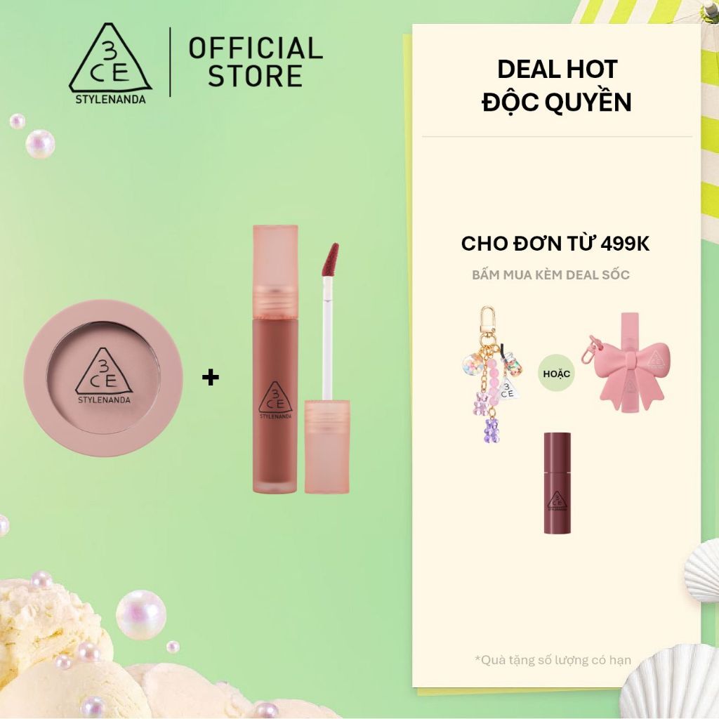 3CE Combo Son Kem Blur Water Tint & Phấn Má Hồng Face Blush
