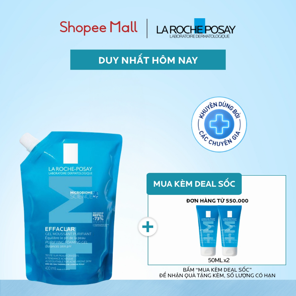 [VB Var] Gel rửa mặt cho da dầu nhạy cảm La Roche-Posay Effaclar Foaming Gel 400ml | BigBuy360 - bigbuy360.vn