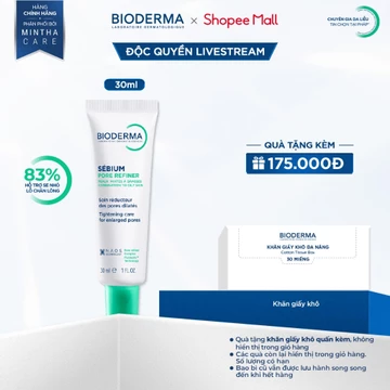 [BIODERMA - ĐÃ KÈM KHĂN GIẤY KHÔ 2026] Kem se nhỏ lỗ chân lông Bioderma Sebium Pore Refiner - 30ml