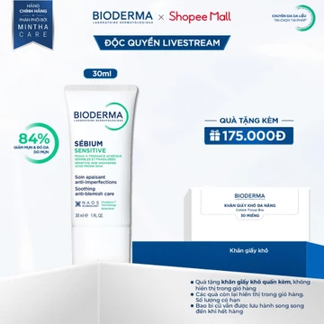 [BIODERMA - ĐÃ KÈM KHĂN GIẤY KHÔ 2026] Kem dưỡng giảm mụn viêm nhạy cảm Bioderma Sebium Sensitive - 30 ml