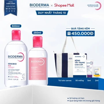 [BIODERMA] Bộ đôi nước tẩy trang làm sạch Bioderma Sensibio H2O 500ml và dung dịch cân bằng Sensibio Tonique 250ml