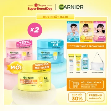 MỚI! Bộ 2 kem dưỡng ẩm Garnier kết cấu ráo mịn như Mochi cấp ẩm 48H cho da căng mịn - Garnier Dry Touch Cream 50ml