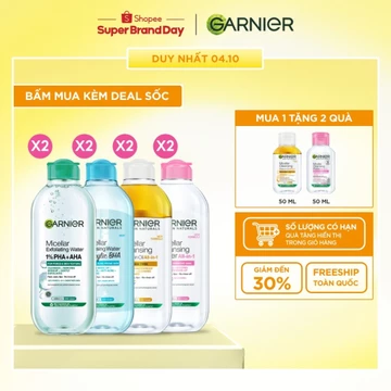 Bộ 2 nước Tẩy Trang làm sạch sâu dịu nhẹ cho mọi loại da (dầu, thường, khô, nhạy cảm) -Garnier Micellar Cleansing Water