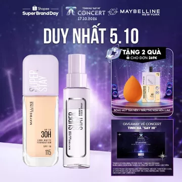 [Bộ trang điểm] Kem nền bắt sáng Superstay Lumi Matte và Xịt khóa nền Superstay Double Fixer Spray Maybelline New York