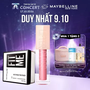 [Bộ trang điểm] Bộ Son Bóng Lifter Gloss 5.4ML và Phấn phủ bột Fit Me Mattifying Setting Powder Maybelline New York