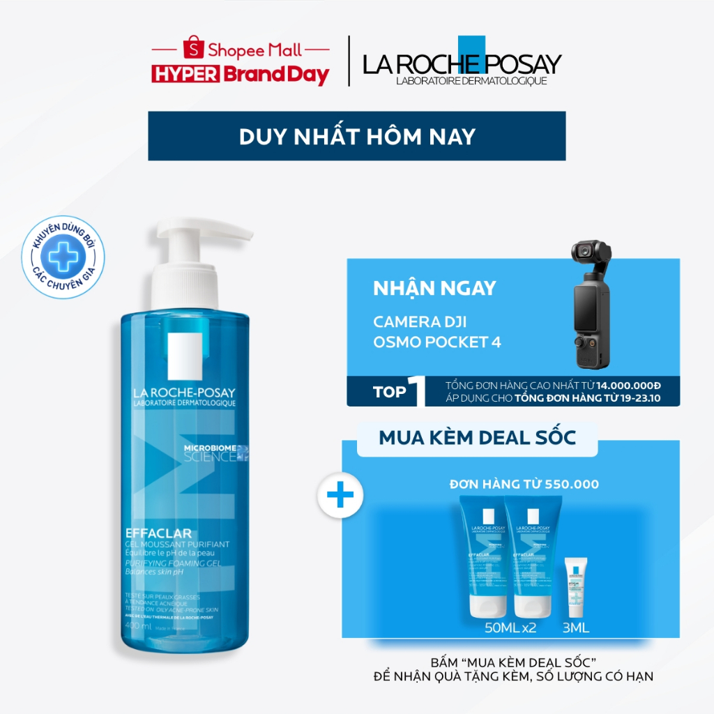 [VB Var] Gel rửa mặt cho da dầu nhạy cảm La Roche-Posay Effaclar Foaming Gel 400ml