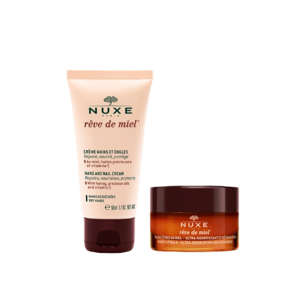 Combo Nuxe Reve De Miel Kem dưỡng da tay và móng 50ml & Sáp dưỡng môi mật ong 15g