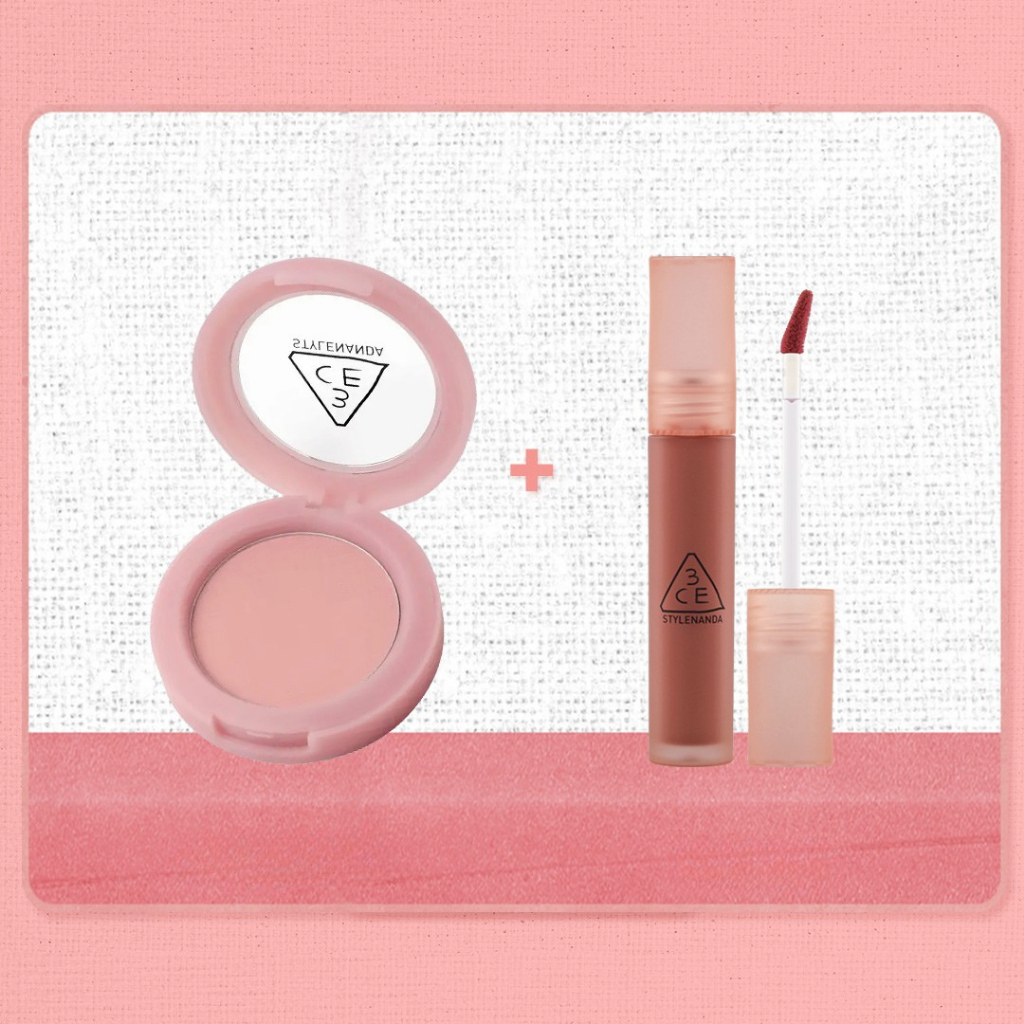 3CE Combo Son Kem Blur Water Tint  & Phấn Má Hồng Face Blush