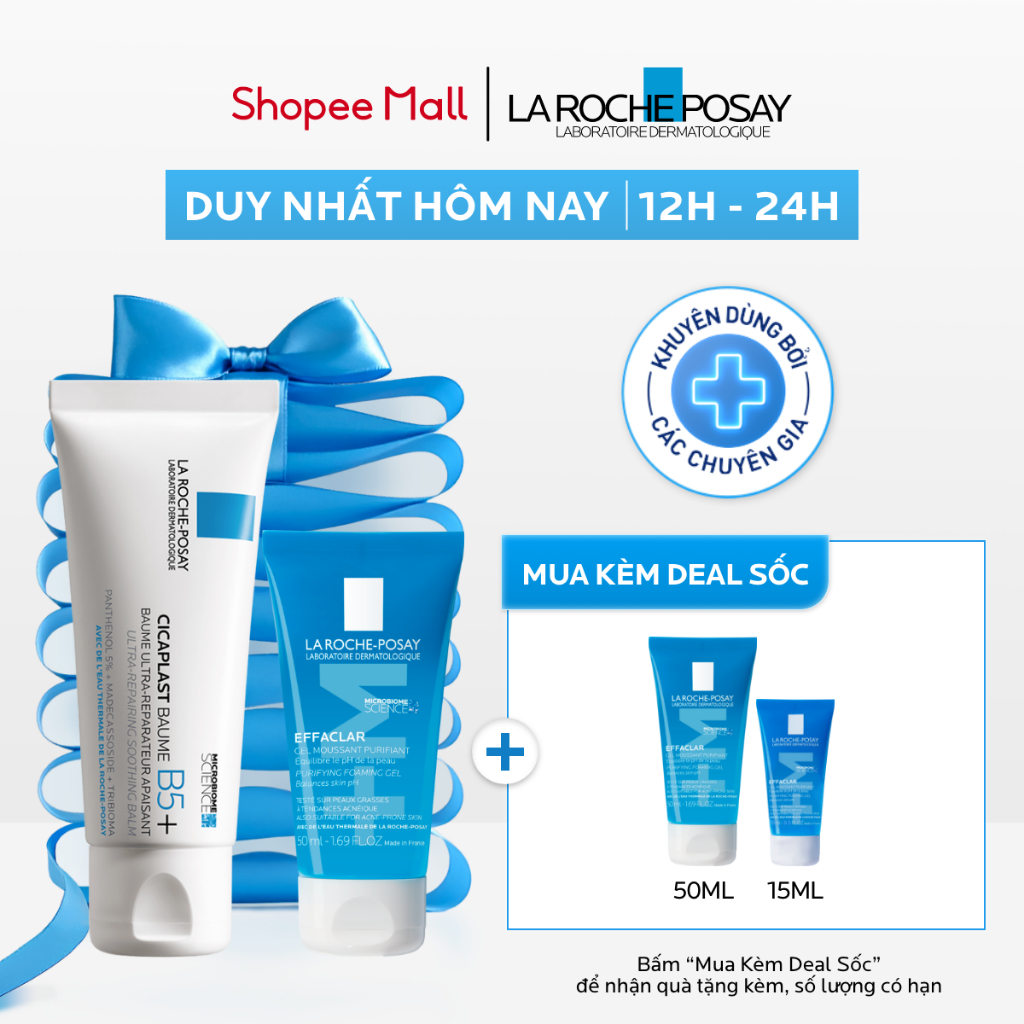 [VB FS] Bộ đôi làm sạch, làm dịu và phục hồi làn da đa công dụng La Roche-Posay Cicaplast Baume B5+ 40ml