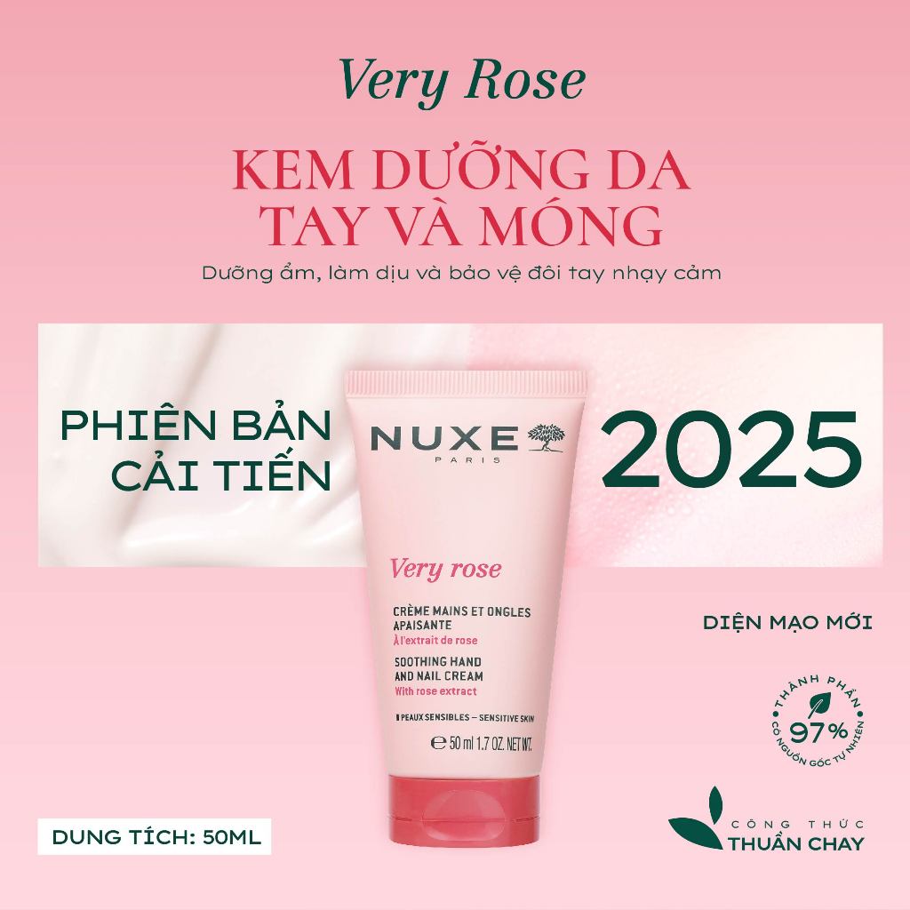 Combo Dầu dưỡng khô đa năng Hương Hoa Huile Prodigieuse Florale 50ml & Kem dưỡng da tay và móng Very Rose 50ml