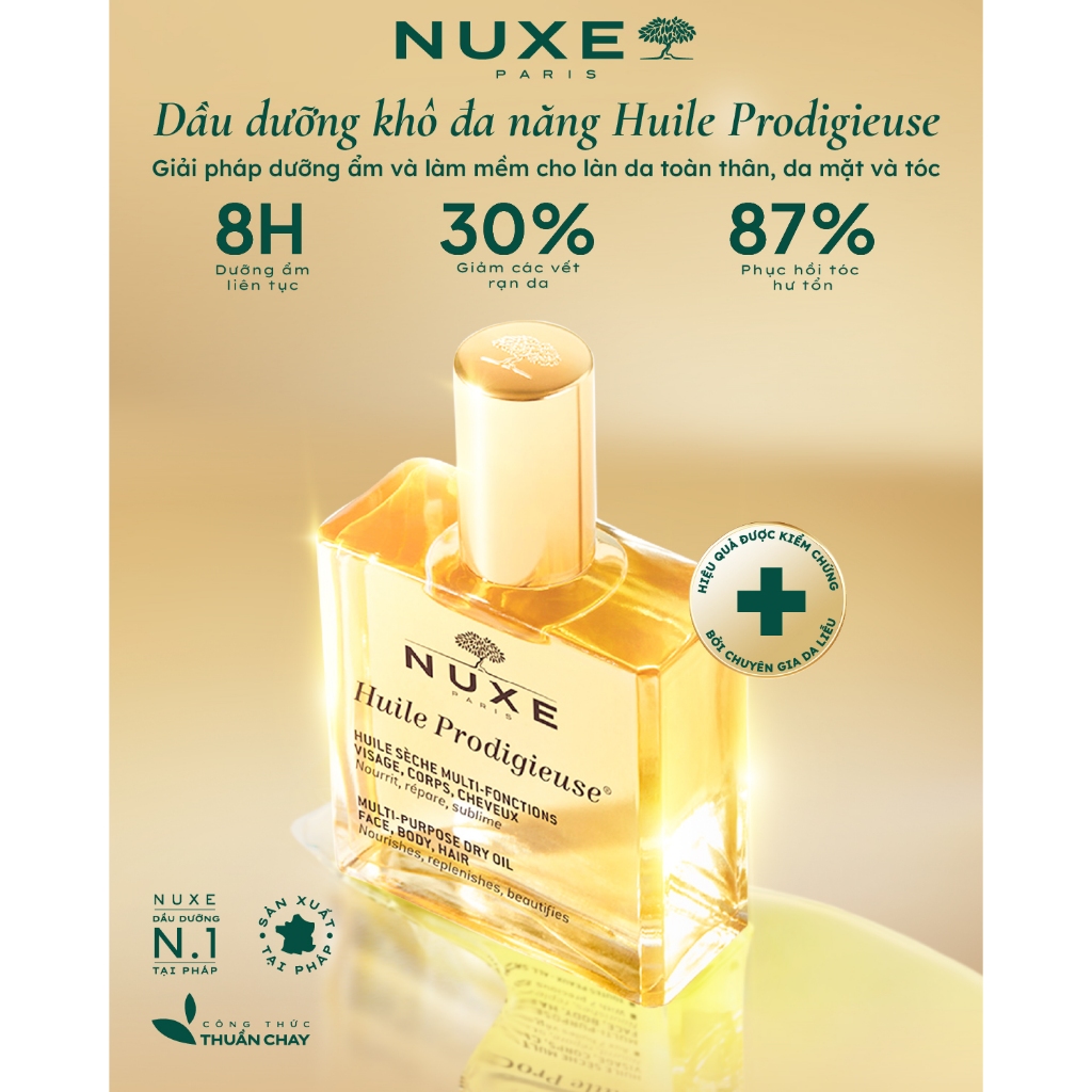 Combo Dầu khô đa năng Nuxe Huile Prodigieuse Multi-Purpose Dry Oil & Shimmering Dry Oil 100ml