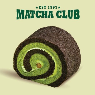 Matcha Choco Roll Cake Slice