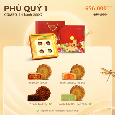 [Bánh Trung Thu Savouré] COMBO PHÚ QUÝ 1 - 4 bánh 200g
