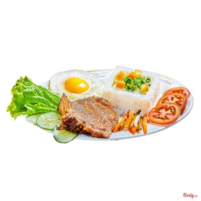Cơm tấm sườn cốt lết + trứng gà