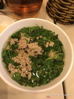 Canh xà lách xoong thịt bằm