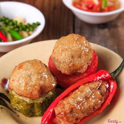 Cơm Khổ qua cà ớt dồn chả cá