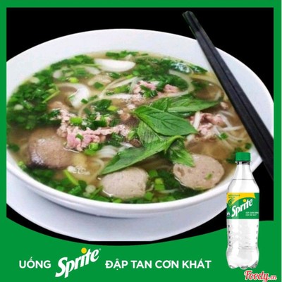 Phở Tái Bò Viên + Sprite