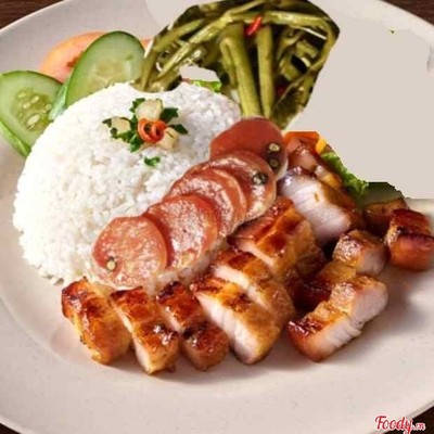 Cơm ba rọi nướng + Lạp xưởng