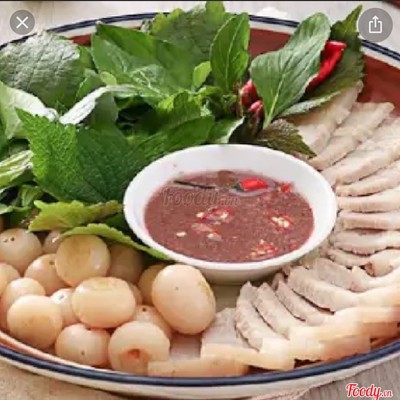 Cơm thịt luộc + cà pháo(mắm nêm )
