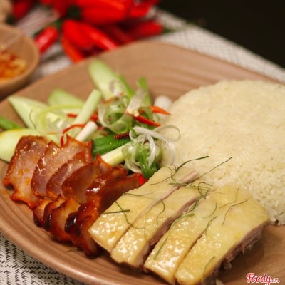 Cơm gà luộc + xá xíu