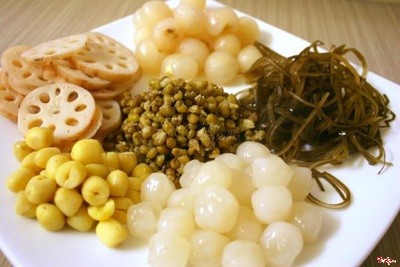 Chè củ sen, củ năng, hạt sen