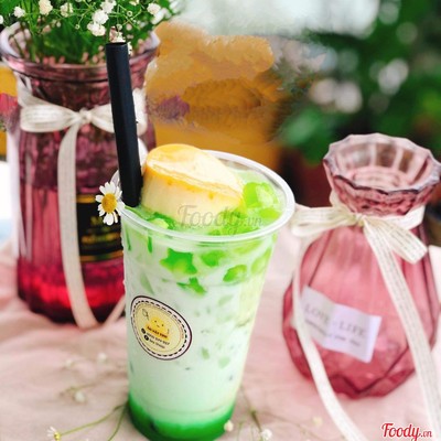 TINI GREEN FLAN ( SÂM DỨA SỮA VỚI FLAN) SIZE L