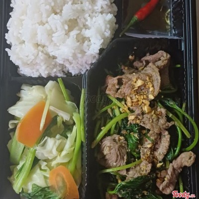 Cơm Rau Muống Xào Bò