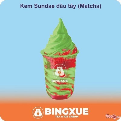 Kem Sundae dâu tây (Matcha)